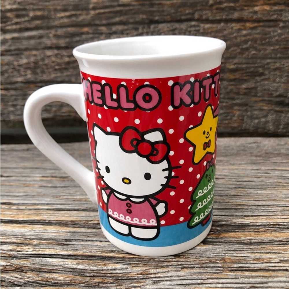 Hello Kitty Mug Christmas vintage Sanrio coffee cup Authentic cute polka dot